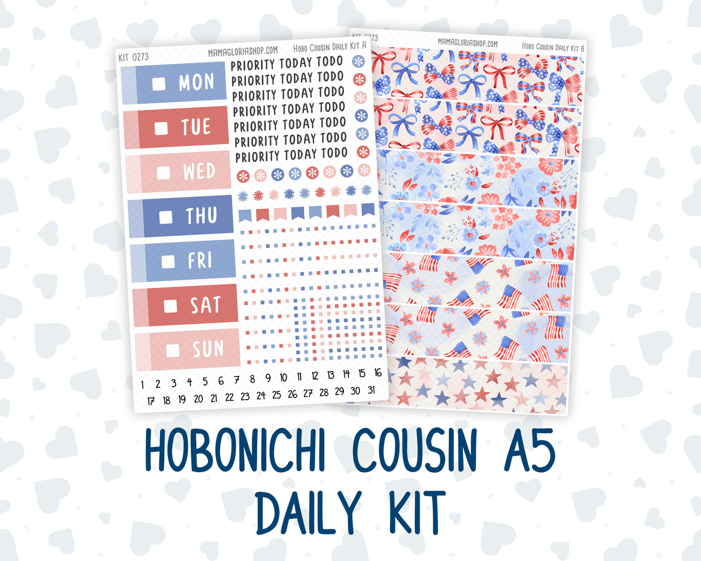 Kit 0273 - Hobonichi Cousin - Daily Kit - July - Americana In Bloom