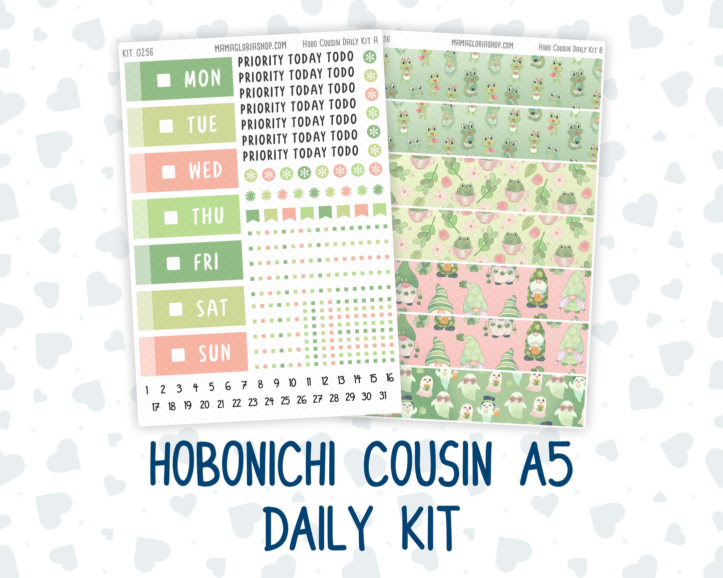 Kit 0256 - Hobonichi Cousin - Daily Kit - March - Froggy Luck