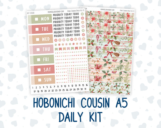 Kit 0308 - Hobonichi Cousin - Daily Kit - December - Knit & Holly