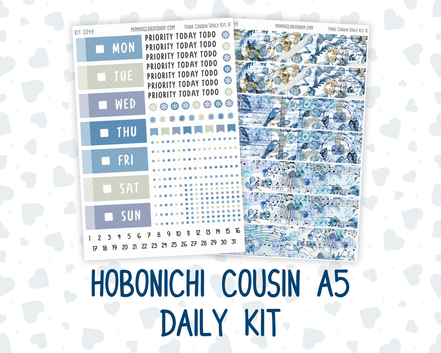 Kit 0249 - Hobonichi Cousin - Daily Kit - January - Icy Lace
