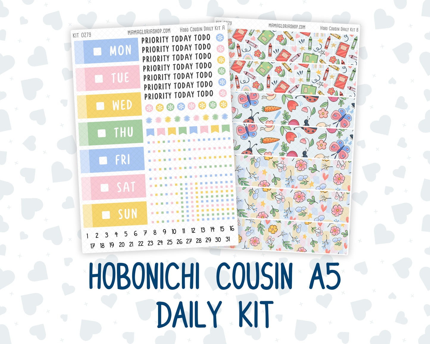 Kit 0279 - Hobonichi Cousin - Daily Kit - August - Not Ready For School