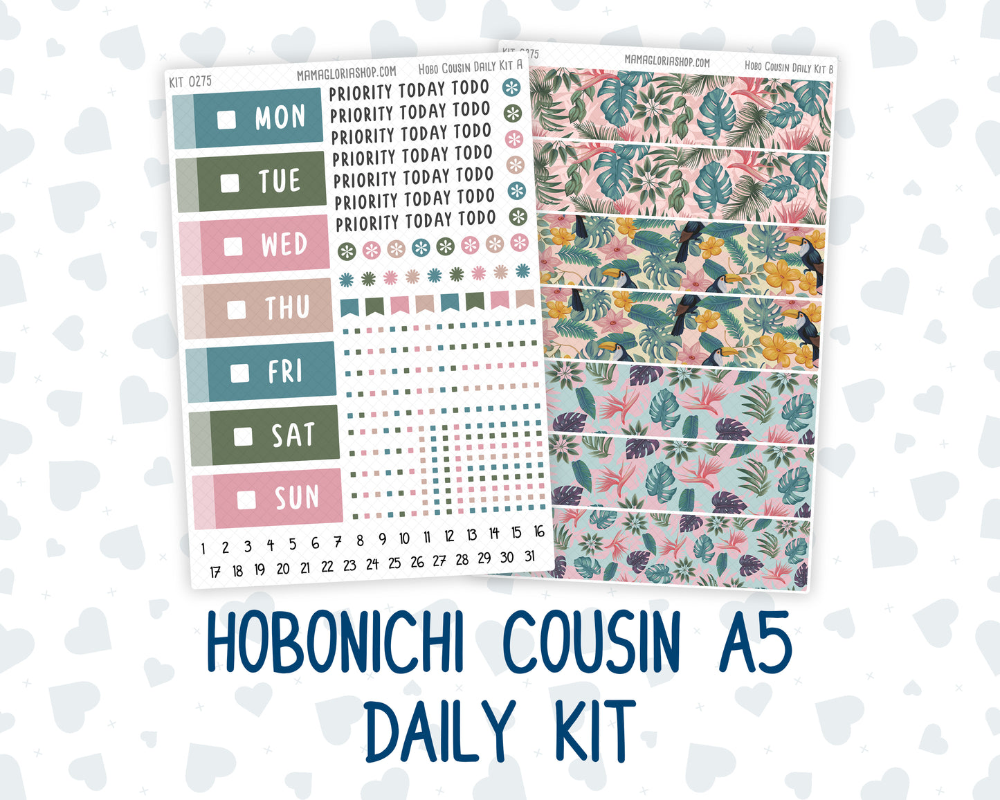 Kit 0275 - Hobonichi Cousin - Daily Kit - July - Tropical Safari Blush