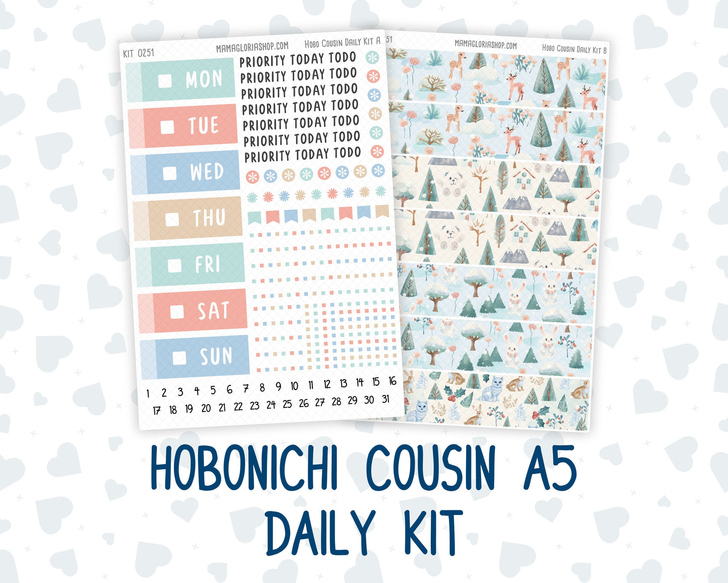 Kit 0251 - Hobonichi Cousin - Daily Kit - January - Pine & Paws