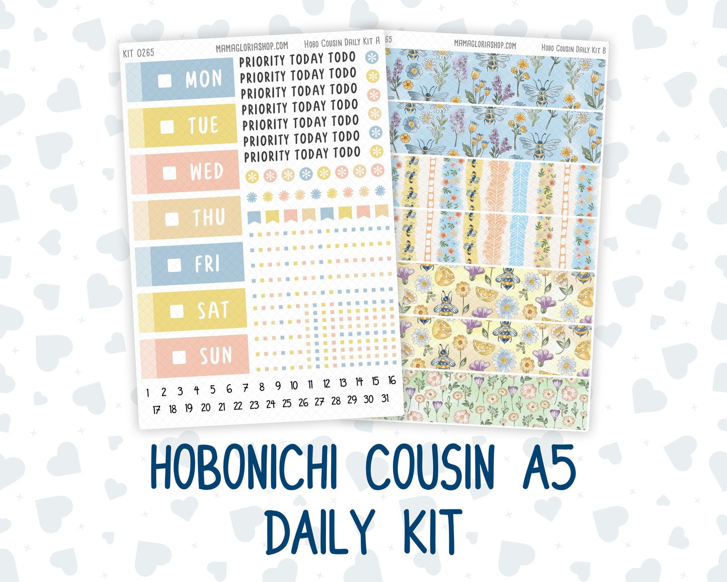 Kit 0265 - Hobonichi Cousin - Daily Kit - May - Honeybee Sky