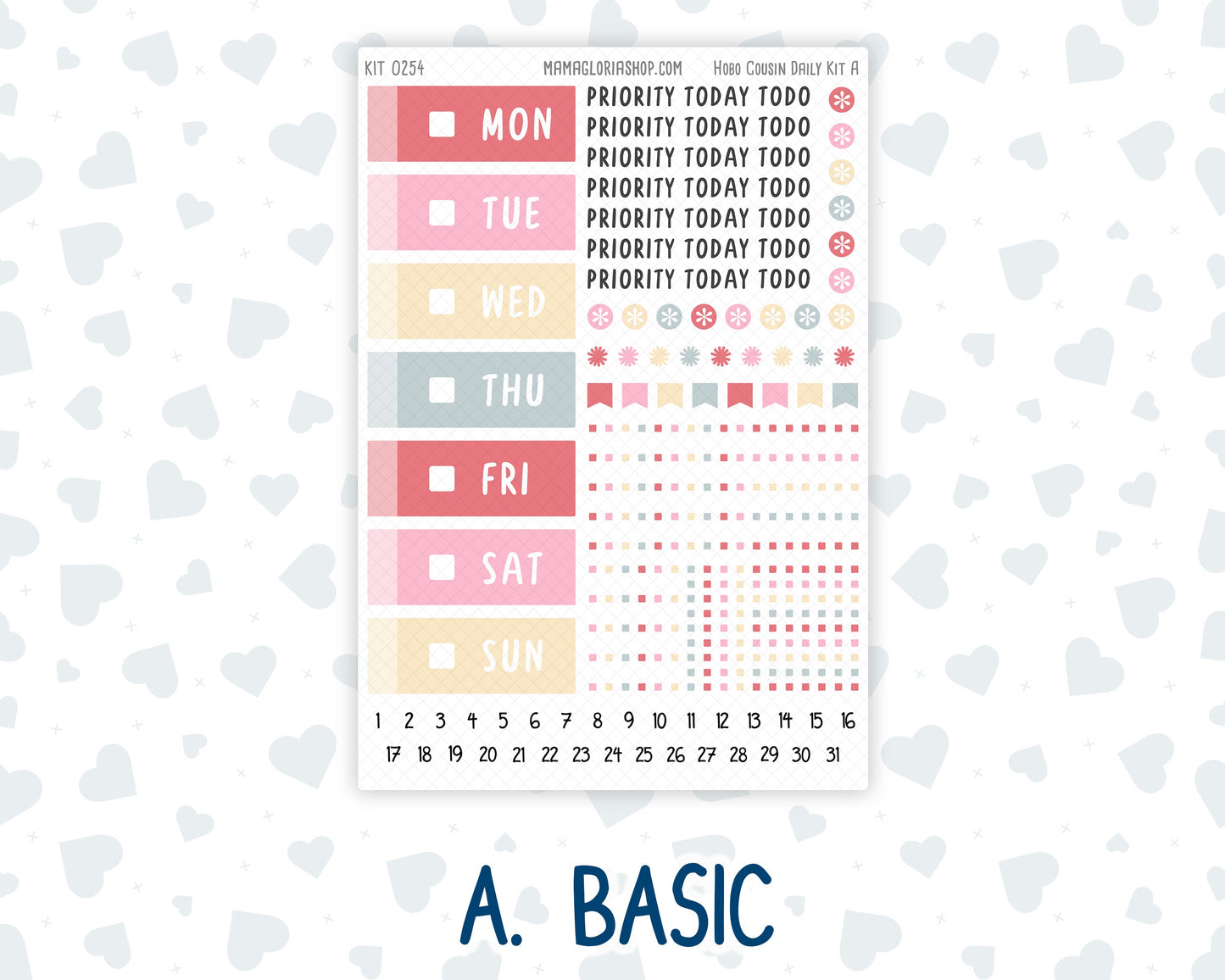Kit 0254 - Hobonichi Cousin - Daily Kit - February - Valentine Village