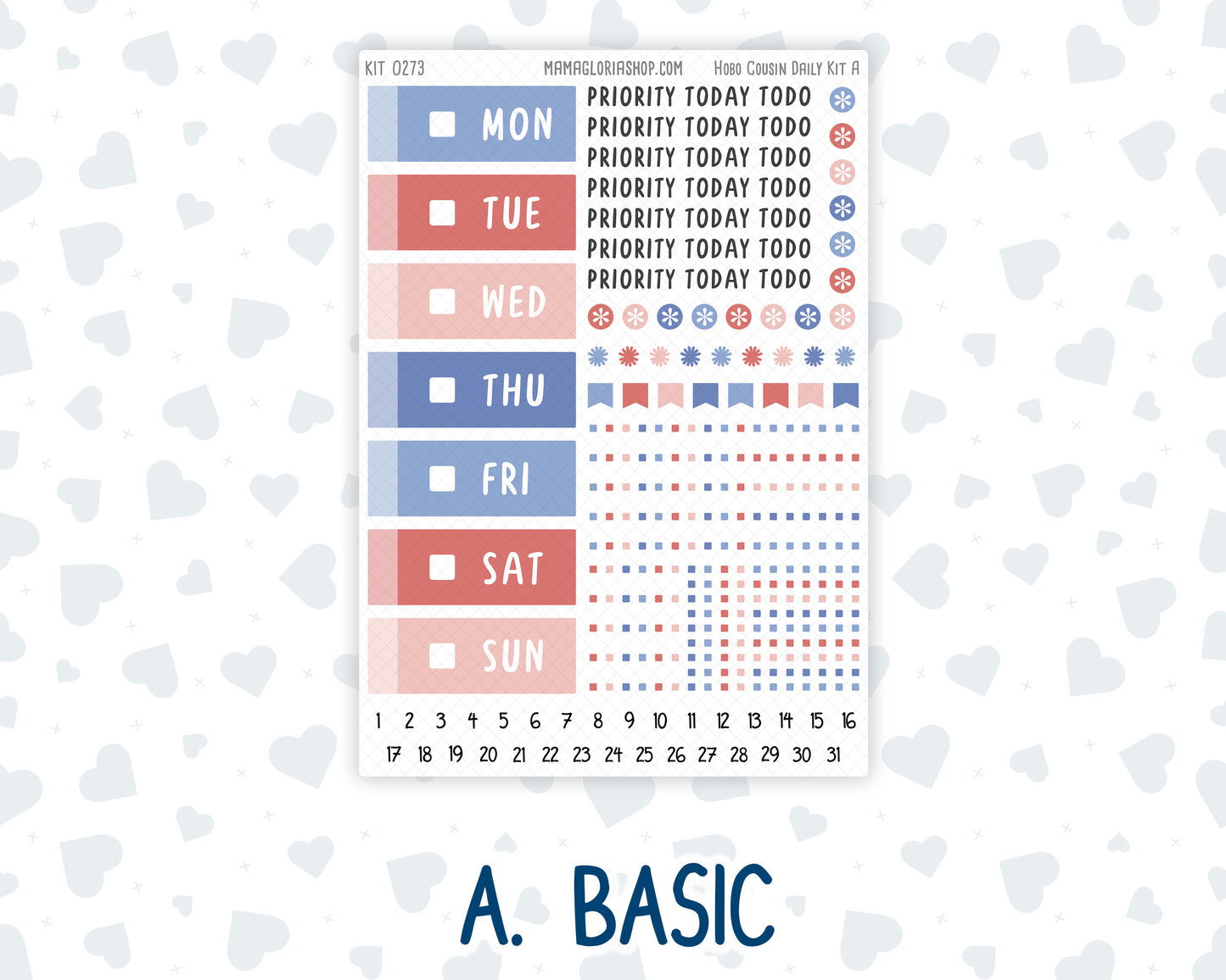 Kit 0273 - Hobonichi Cousin - Daily Kit - July - Americana In Bloom
