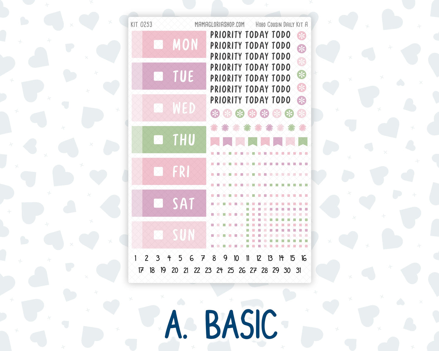 Kit 0253 - Hobonichi Cousin - Daily Kit - February - Rosy Daydreams