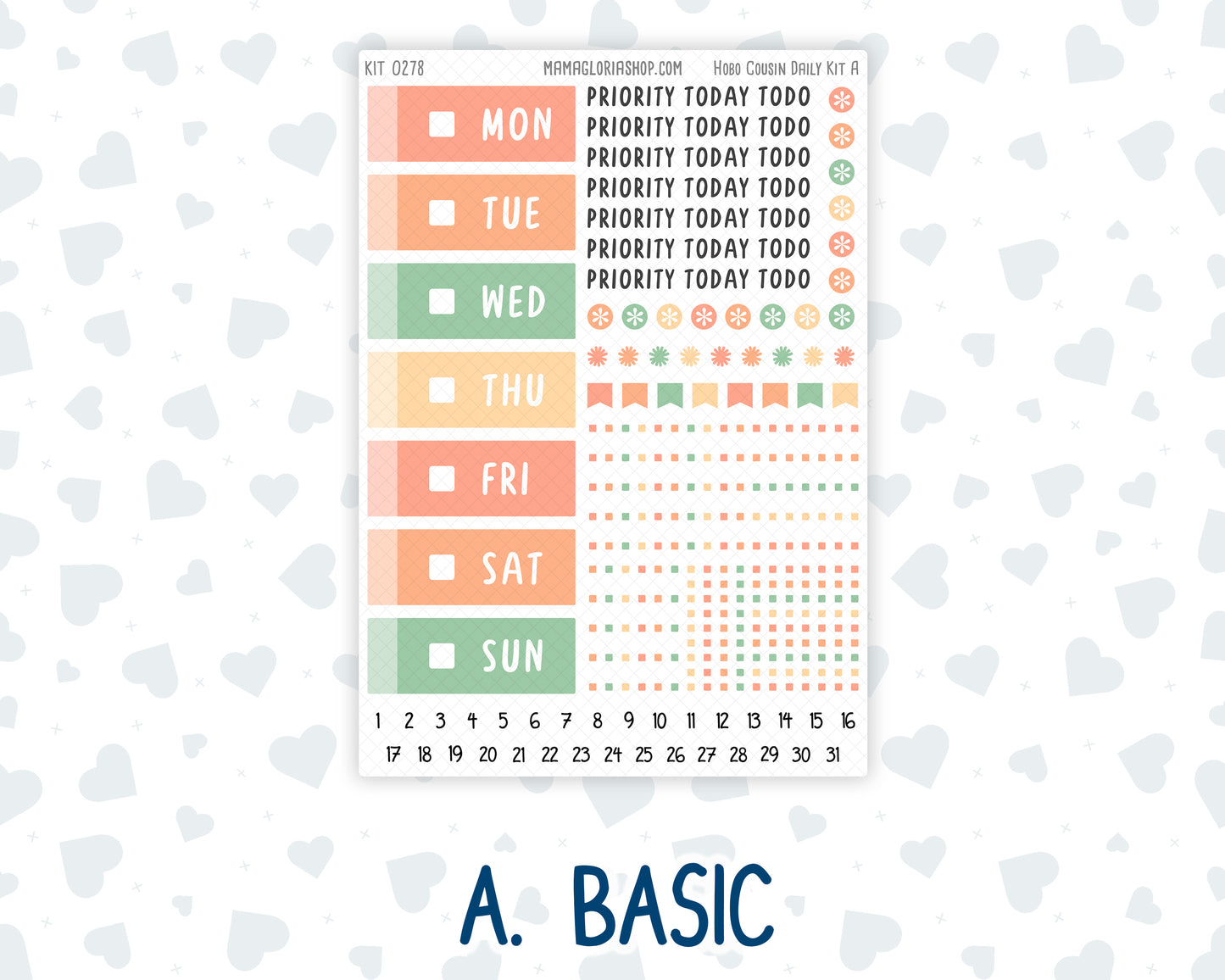 Kit 0278 - Hobonichi Cousin - Daily Kit - August - Oops, All Peaches