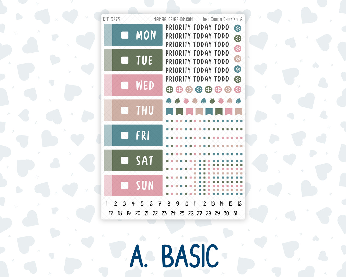 Kit 0275 - Hobonichi Cousin - Daily Kit - July - Tropical Safari Blush