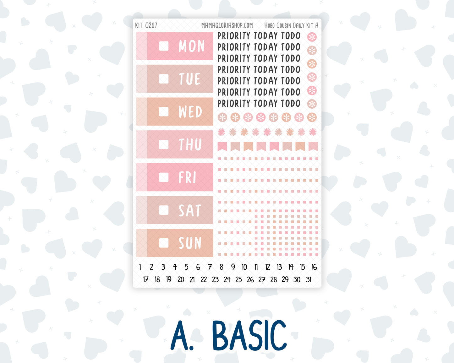 Kit 0297 - Hobonichi Cousin - Daily Kit - October - Pink Spell