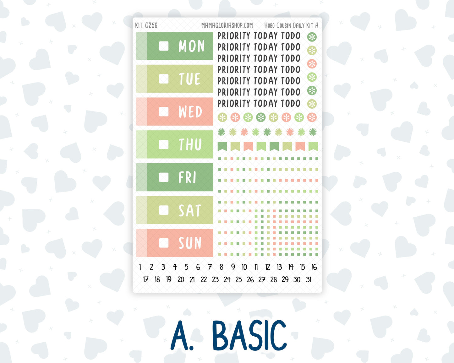 Kit 0256 - Hobonichi Cousin - Daily Kit - March - Froggy Luck