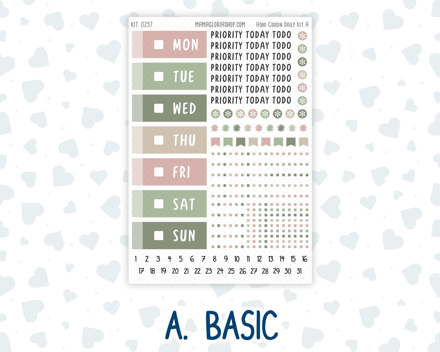 Kit 0257 - Hobonichi Cousin - Daily Kit - March - Blush Garden