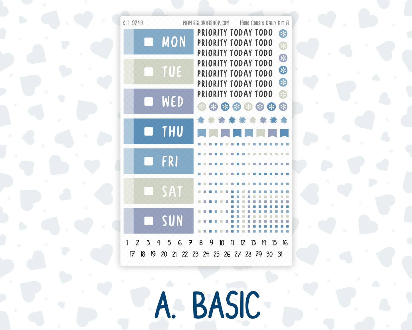 Kit 0249 - Hobonichi Cousin - Daily Kit - January - Icy Lace