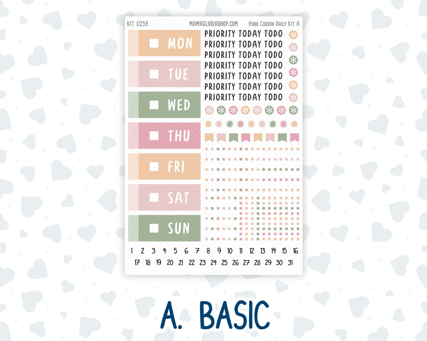 Kit 0259 - Hobonichi Cousin - Daily Kit - March - Spring Garden Chores