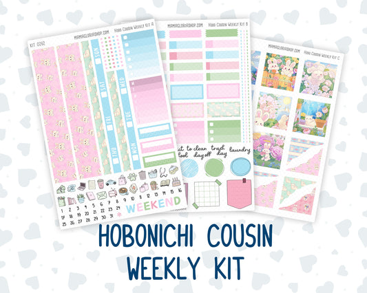 Kit 0262 - Hobonichi Cousin - Weekly Kit - April - Spring Puffs - 1.3” Wide Columns
