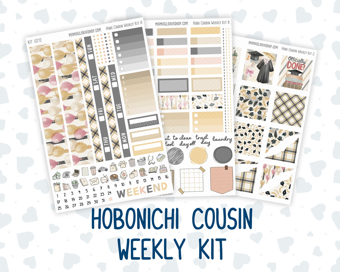 Kit 0272 - Hobonichi Cousin - Weekly Kit - May - Graduation - 1.3” Wide Columns