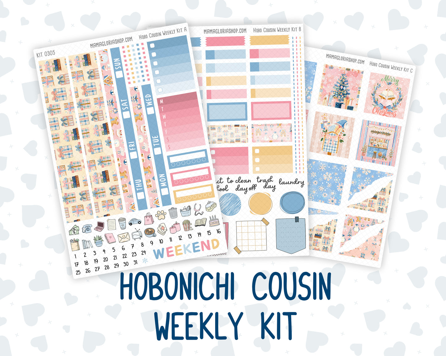 Kit 0305 - Hobonichi Cousin - Weekly Kit - December - Sugarplum Parade - 1.3” Wide Columns
