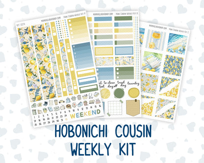 Kit 0274 - Hobonichi Cousin - Weekly Kit - July - Sunny Lemon Shore - 1.3” Wide Columns