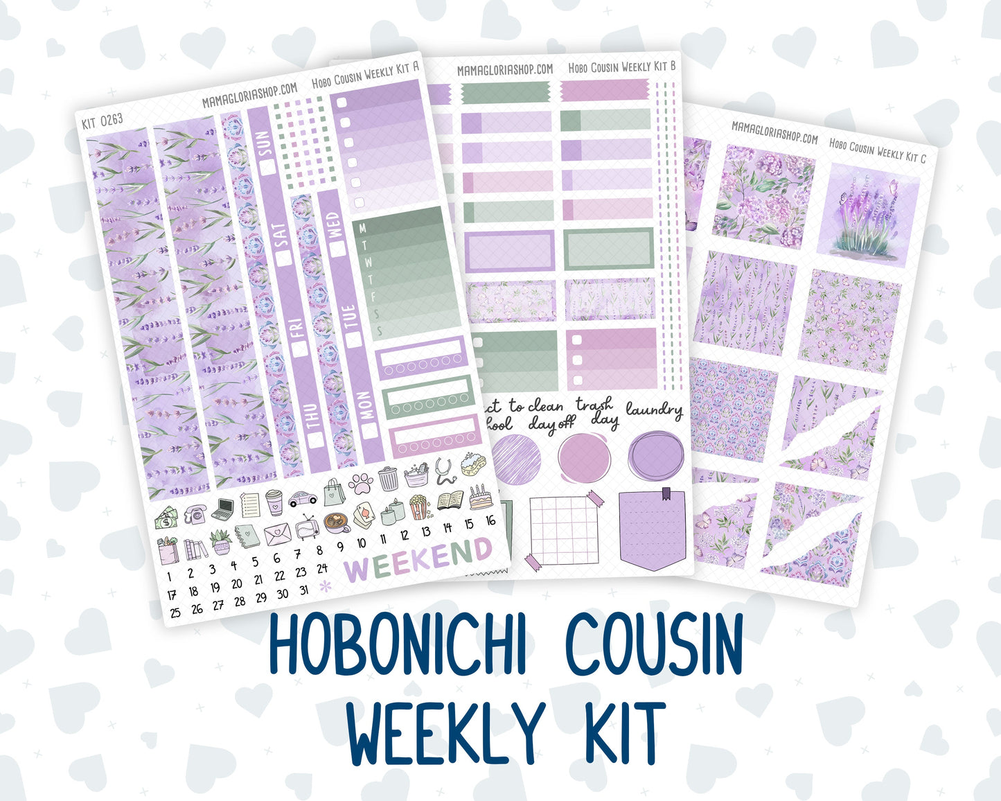 Kit 0263 - Hobonichi Cousin - Weekly Kit - April - Lavender Drift - 1.3” Wide Columns