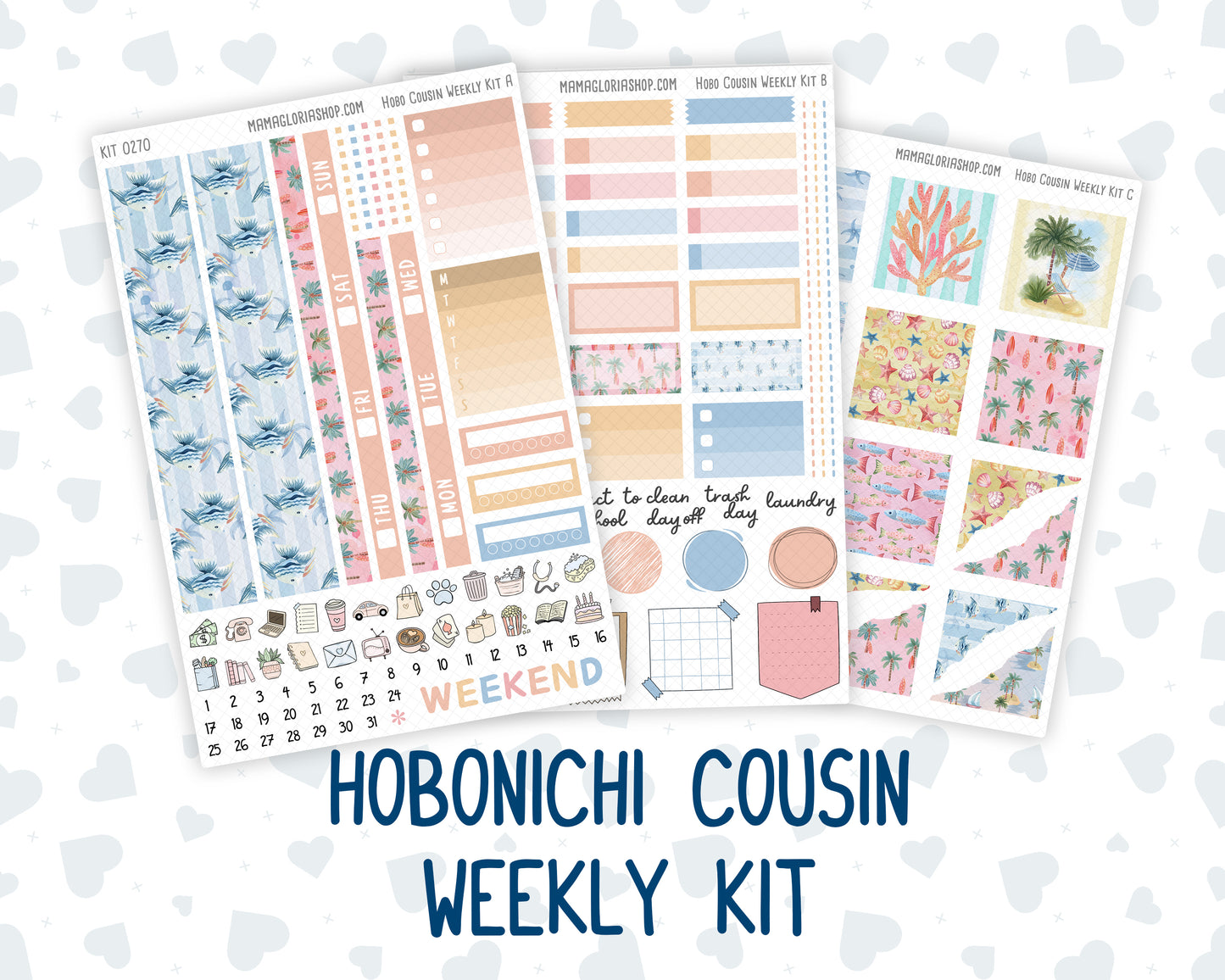 Kit 0270 - Hobonichi Cousin - Weekly Kit - June - Beachside Bliss - 1.3” Wide Columns