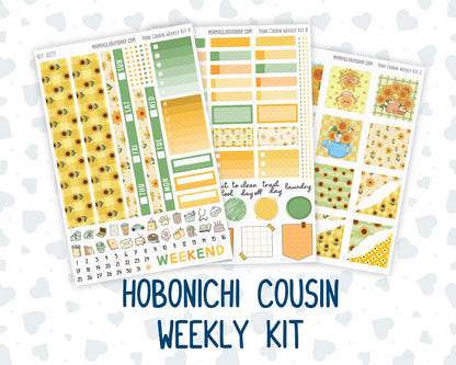 Kit 0277 - Hobonichi Cousin - Weekly Kit - August - Sunflower Drama Club - 1.3” Wide Columns