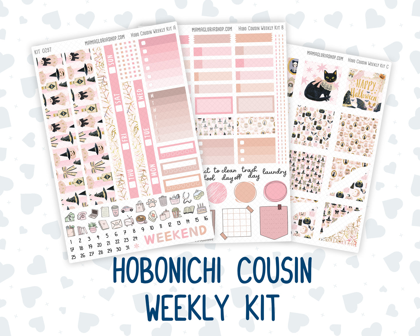 Kit 0297 - Hobonichi Cousin - Weekly Kit - October - Pink Spell - 1.3” Wide Columns