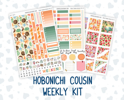 Kit 0271 - Hobonichi Cousin - Weekly Kit - June - Strawberry Shore - 1.3” Wide Columns