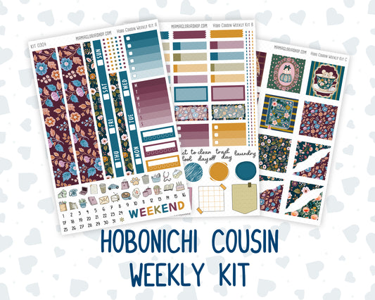 Kit 0304 - Hobonichi Cousin - Weekly Kit - November - Autumn In Bloom - 1.3” Wide Columns