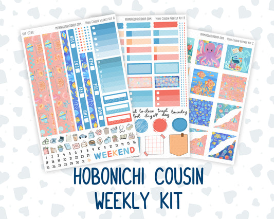 Kit 0268 - Hobonichi Cousin - Weekly Kit - June - Sea Sweeties - 1.3” Wide Columns