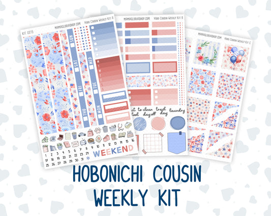Kit 0273 - Hobonichi Cousin - Weekly Kit - July - Americana In Bloom - 1.3” Wide Columns