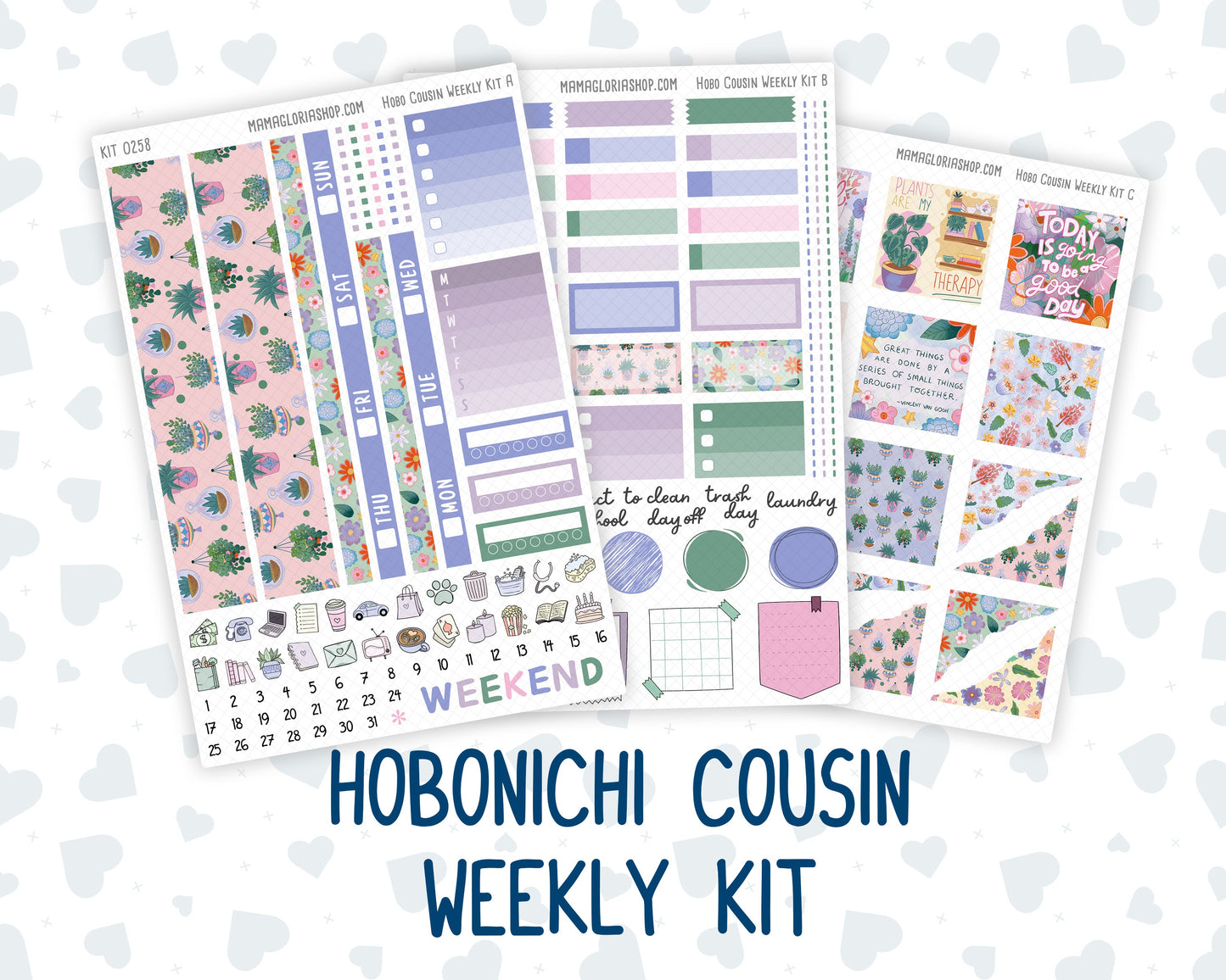 Kit 0258 - Hobonichi Cousin - Weekly Kit - March - Plant Therapy - 1.3” Wide Columns