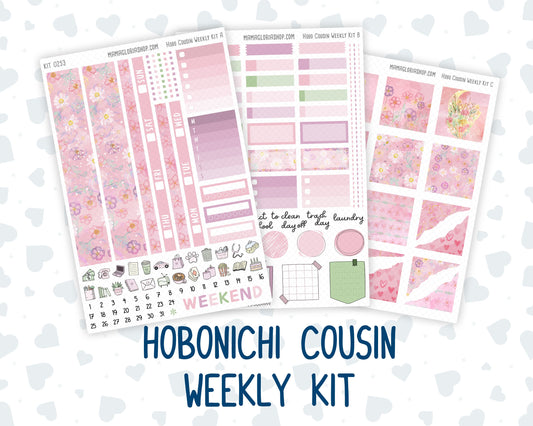Kit 0253 - Hobonichi Cousin - Weekly Kit - February - Rosy Daydreams - 1.3” Wide Columns