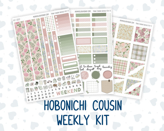 Kit 0257 - Hobonichi Cousin - Weekly Kit - March - Blush Garden - 1.3” Wide Columns