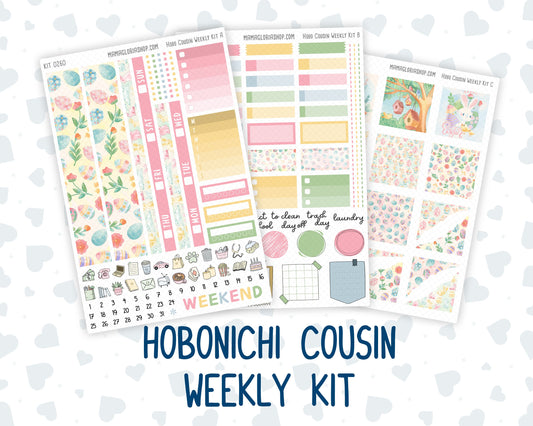 Kit 0260 - Hobonichi Cousin - Weekly Kit - April - Pastel Egg Hunt - 1.3” Wide Columns