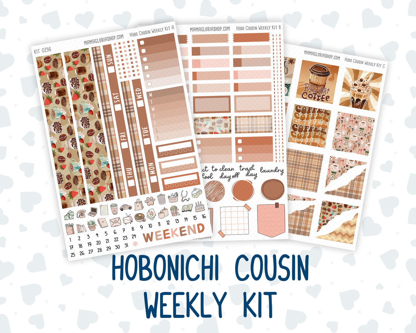 Kit 0296 - Hobonichi Cousin - Weekly Kit - September - Coffee Break - 1.3” Wide Columns
