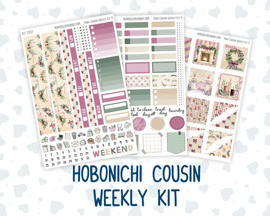 Kit 0307 - Hobonichi Cousin - Weekly Kit - December - Velvet Hearth - 1.3” Wide Columns