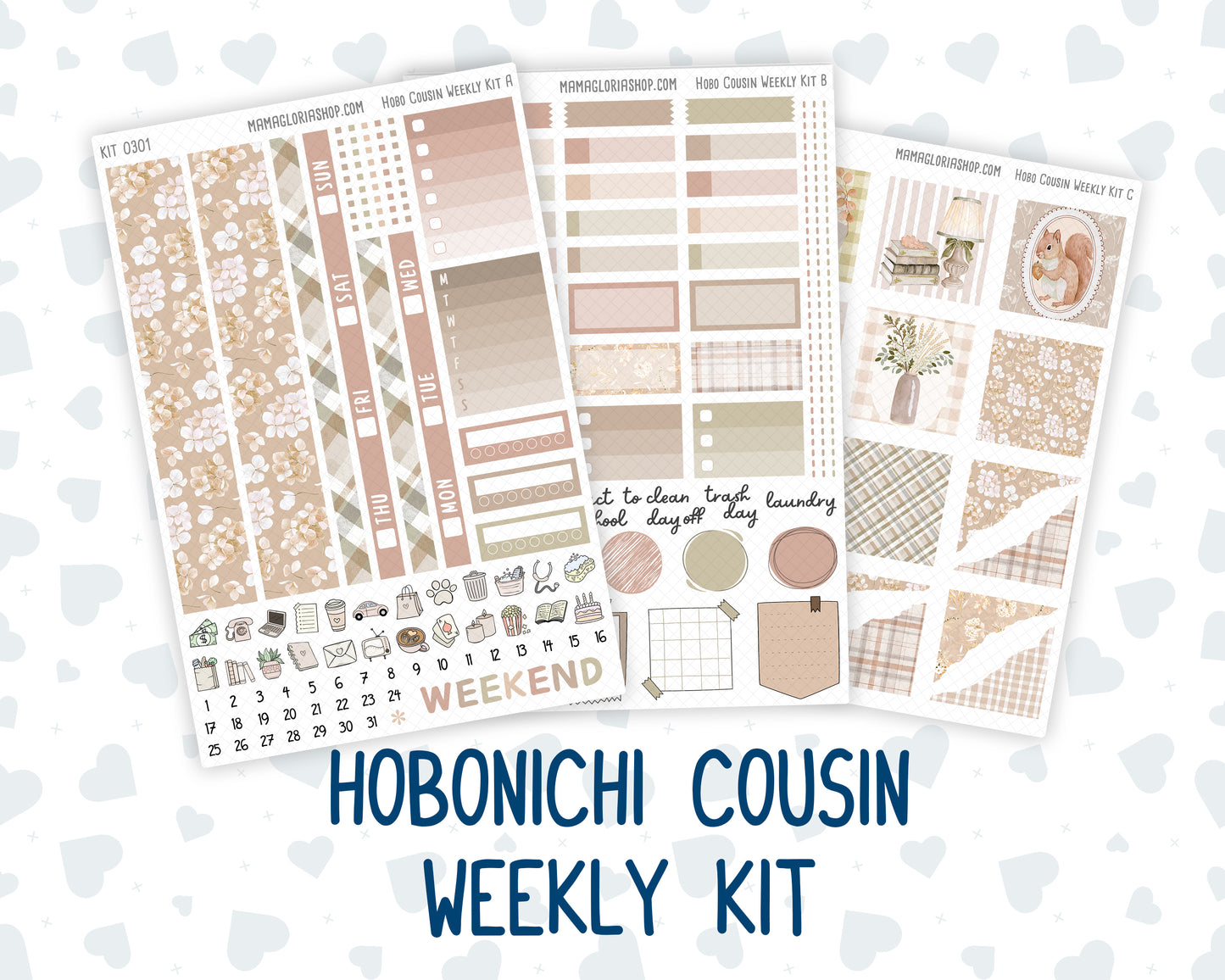 Kit 0301 - Hobonichi Cousin - Weekly Kit - November - Sunday Comfort - 1.3” Wide Columns