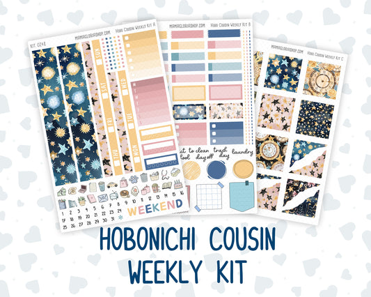 Kit 0248 - Hobonichi Cousin - Weekly Kit - January - Midnight Countdown - 1.3” Wide Columns