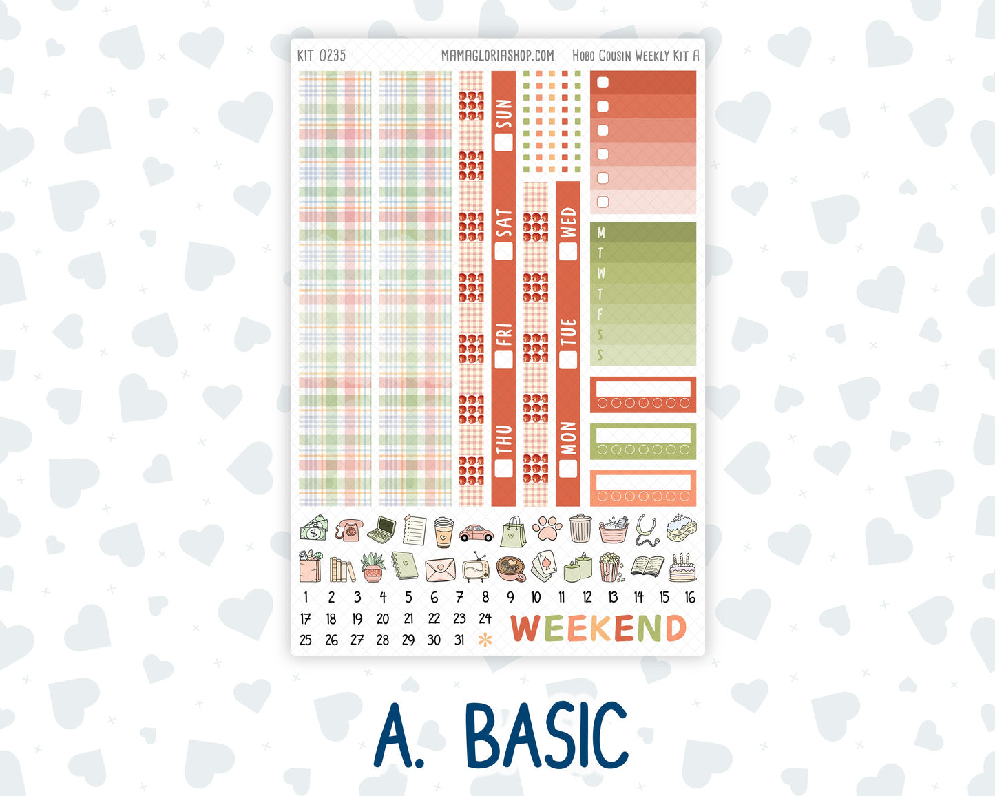 Kit 0235 - Hobonichi Cousin - Weekly Kit - September - Apple Orchard - 1.3” Wide Columns