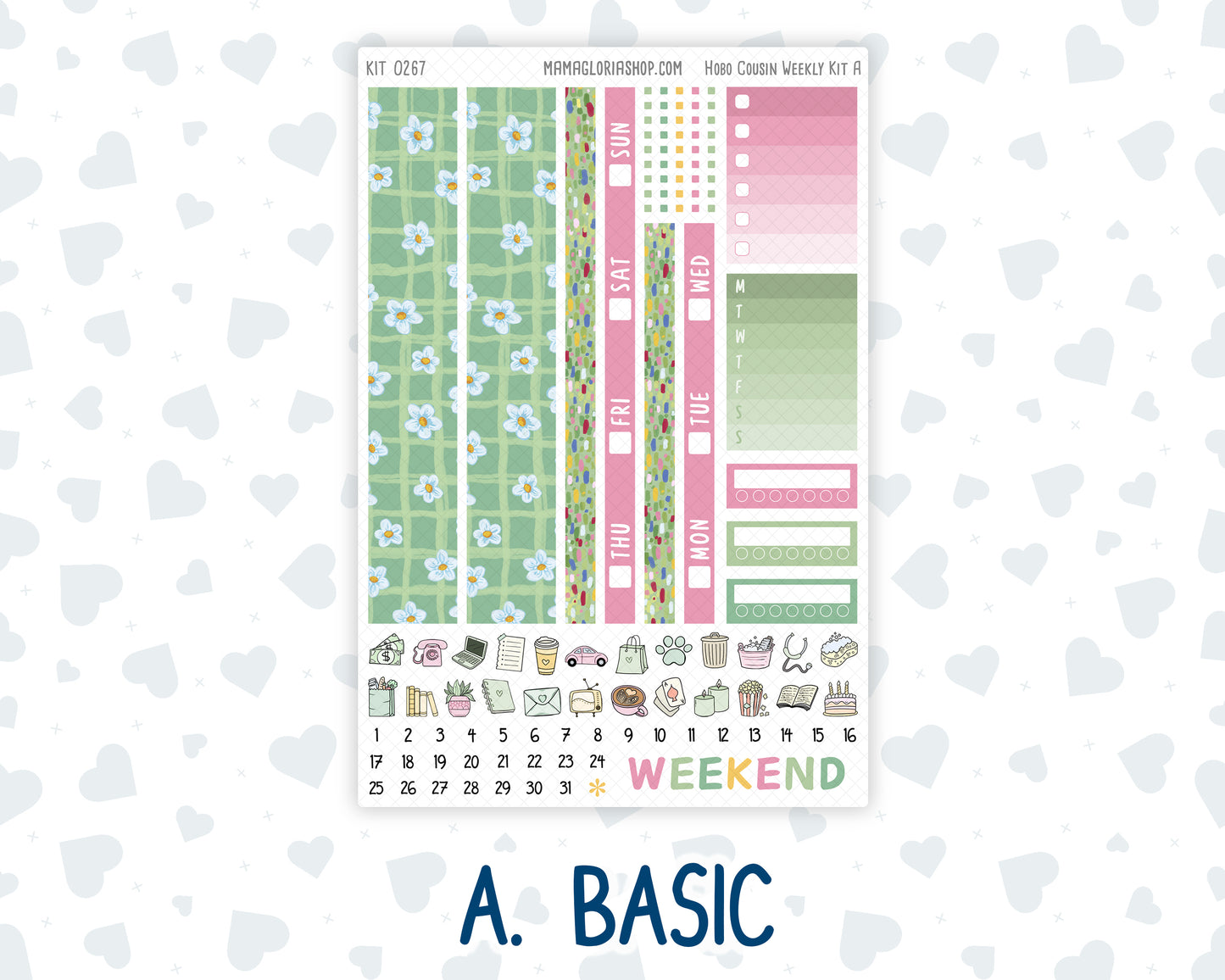 Kit 0267 - Hobonichi Cousin - Weekly Kit - May - Flowers For Mama - 1.3” Wide Columns
