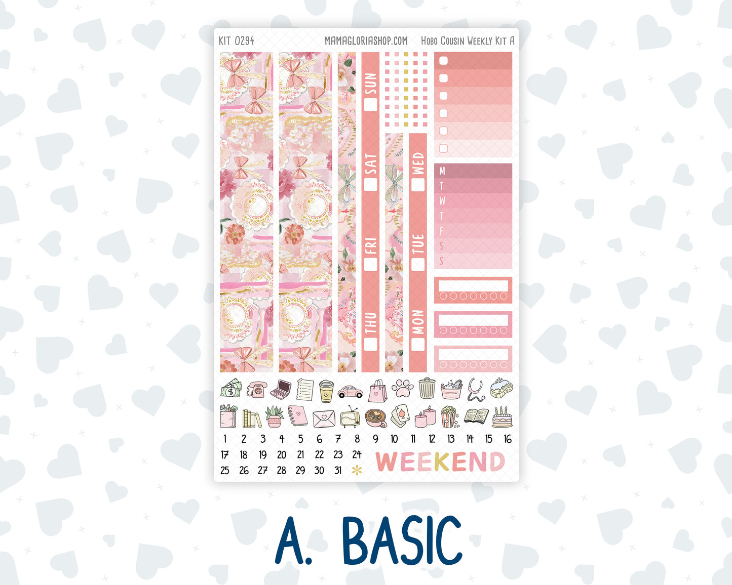 Kit 0294 - Hobonichi Cousin - Weekly Kit - September - Rosy Reveria - 1.3” Wide Columns