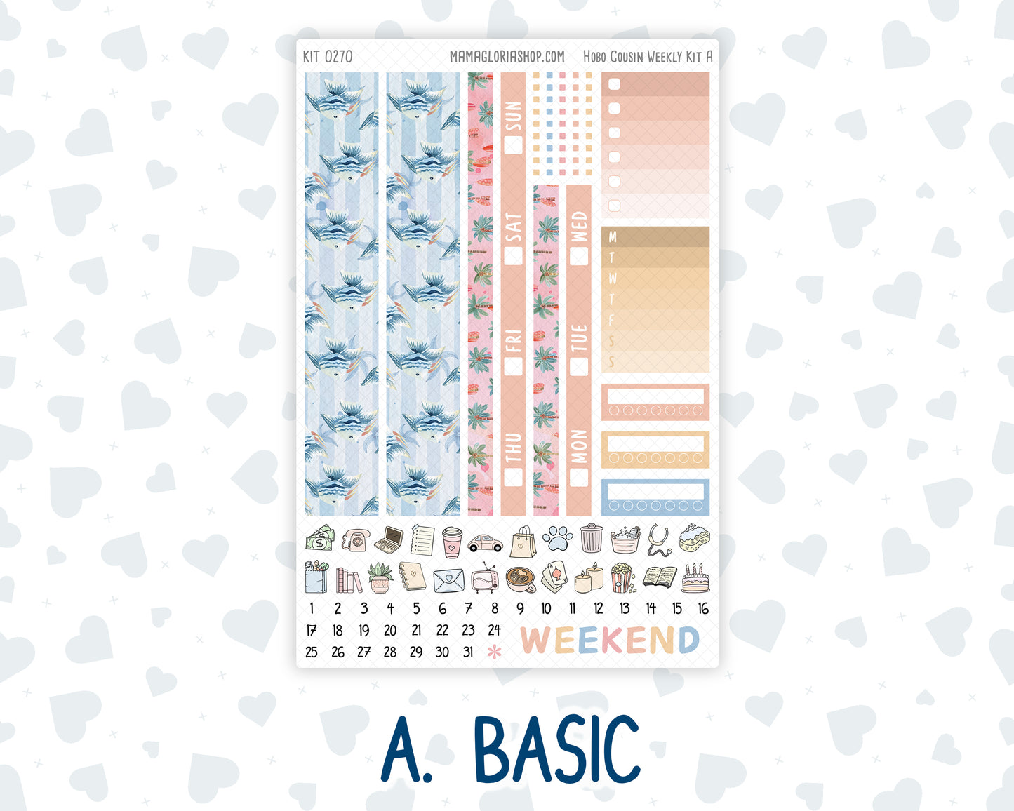 Kit 0270 - Hobonichi Cousin - Weekly Kit - June - Beachside Bliss - 1.3” Wide Columns