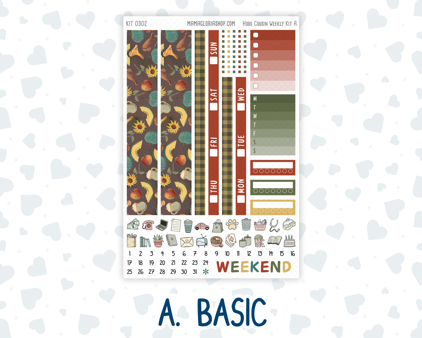 Kit 0302 - Hobonichi Cousin - Weekly Kit - November - Thankful Season - 1.3” Wide Columns