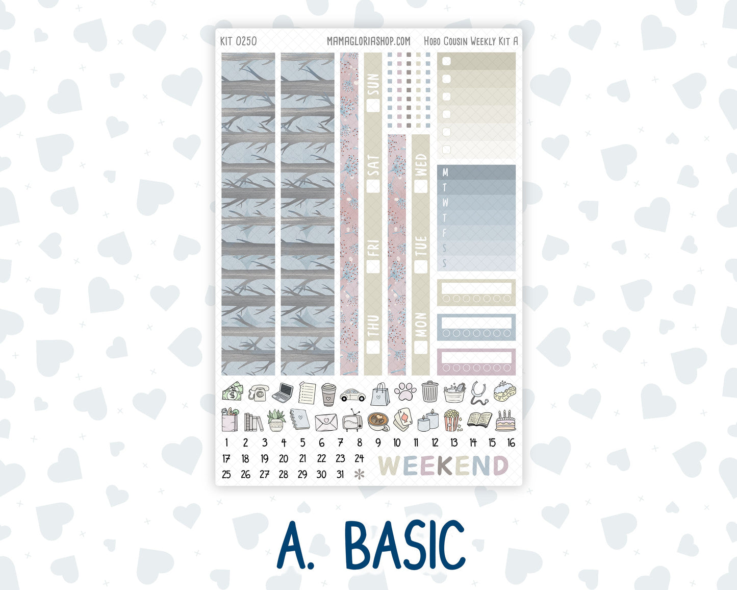 Kit 0250 - Hobonichi Cousin - Weekly Kit - Quiet January - 1.3” Wide Columns