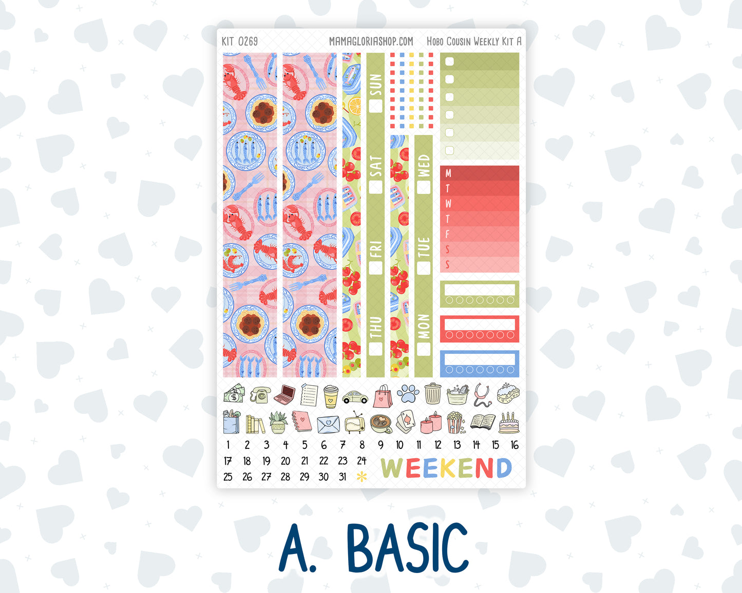 Kit 0269 - Hobonichi Cousin - Weekly Kit - June - Dolce Mare - 1.3” Wide Columns