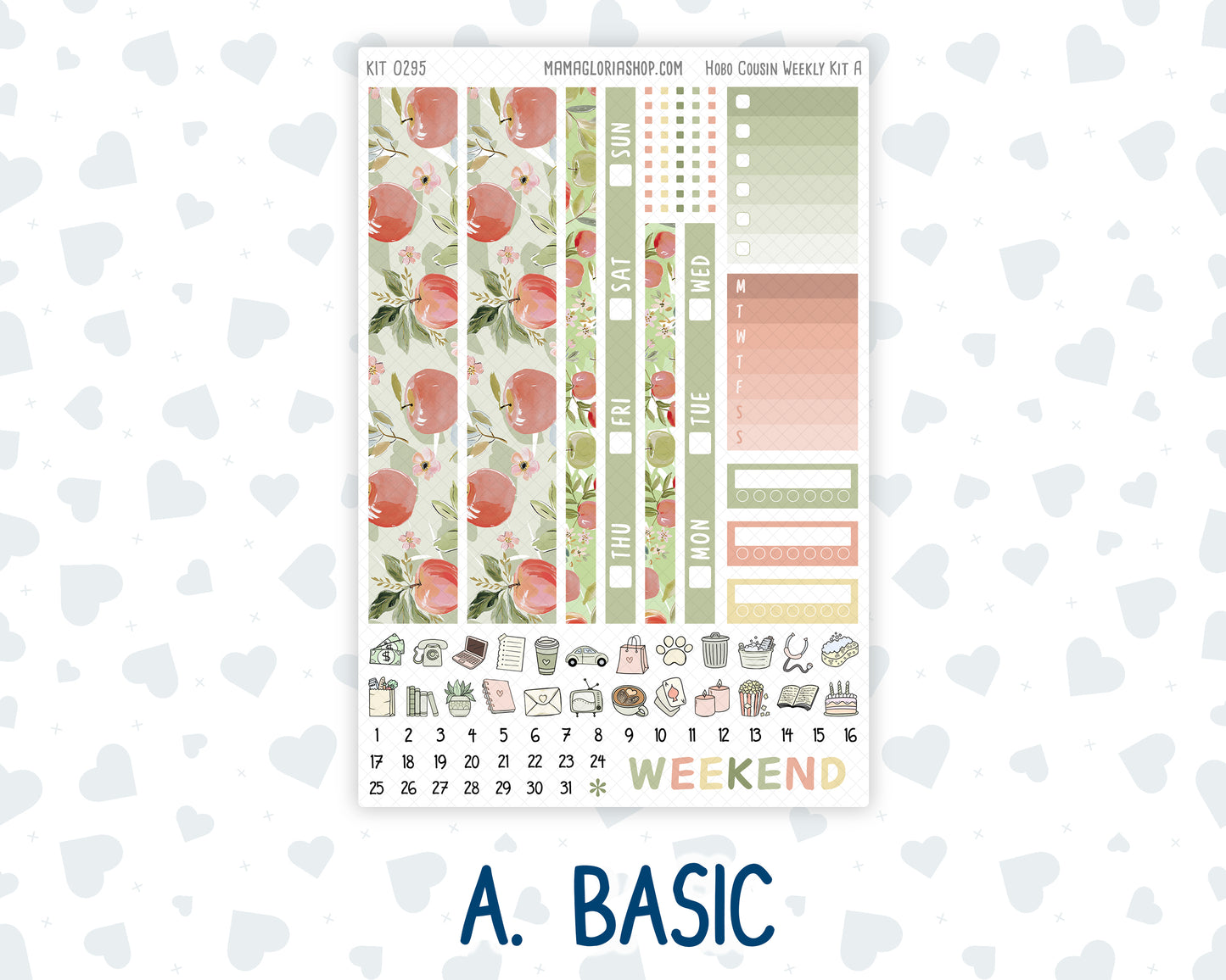 Kit 0295 - Hobonichi Cousin - Weekly Kit - September - Apple Harvest - 1.3” Wide Columns