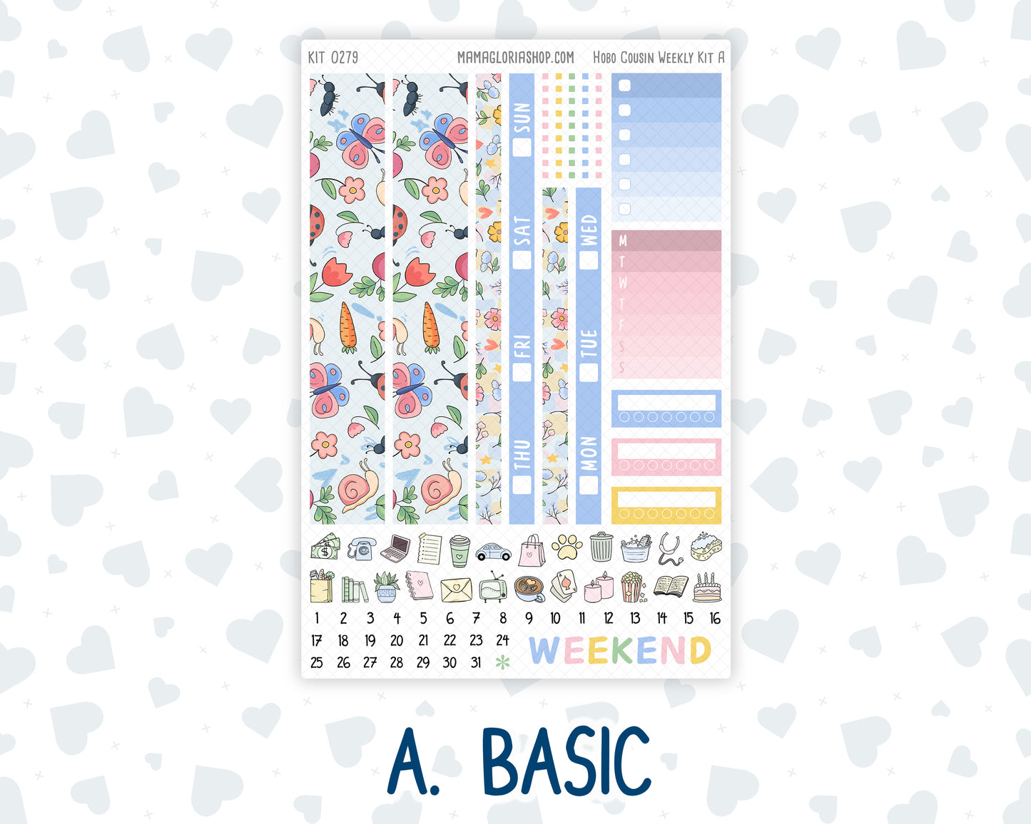 Kit 0279 - Hobonichi Cousin - Weekly Kit - August - Not Ready For School - 1.3” Wide Columns