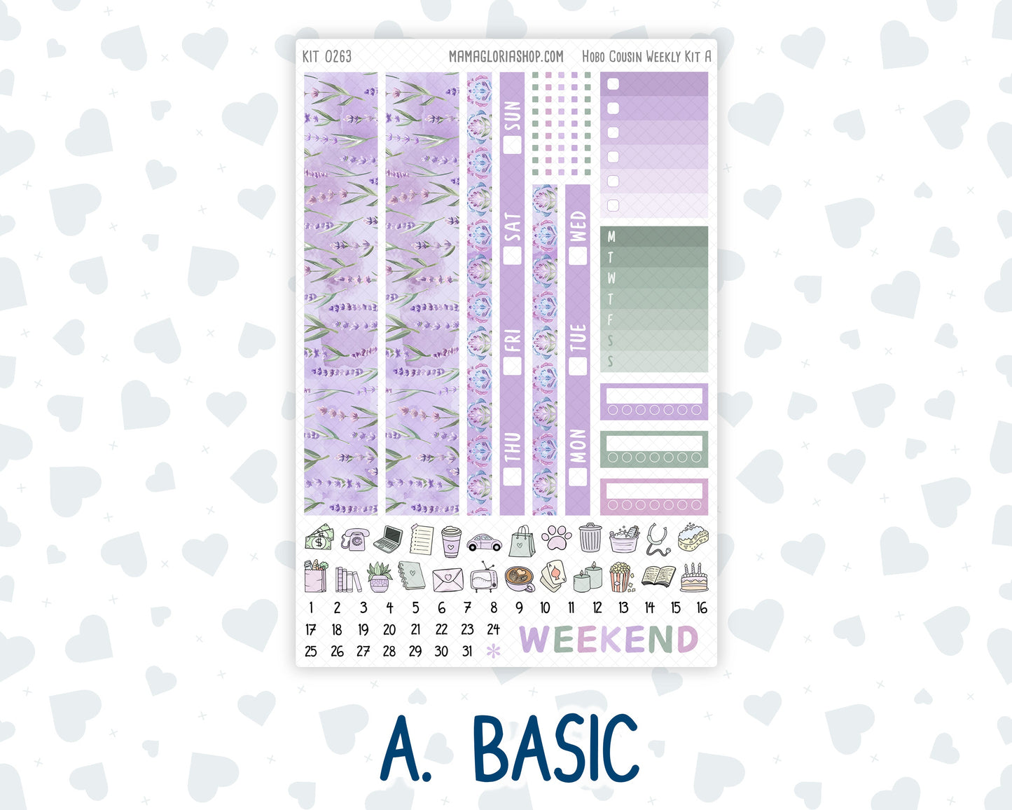 Kit 0263 - Hobonichi Cousin - Weekly Kit - April - Lavender Drift - 1.3” Wide Columns