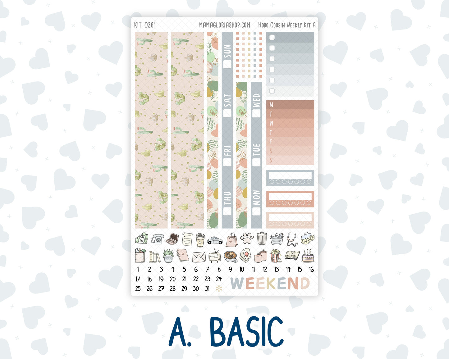 Kit 0261 - Hobonichi Cousin - Weekly Kit - April - Llama Spring - 1.3” Wide Columns