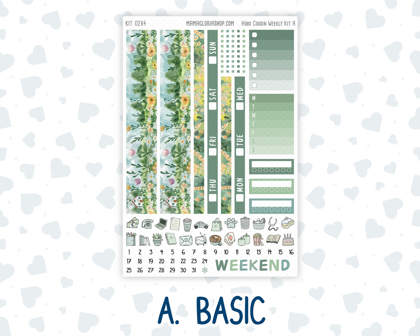 Kit 0264 - Hobonichi Cousin - Weekly Kit - May - Spring Walk - 1.3” Wide Columns